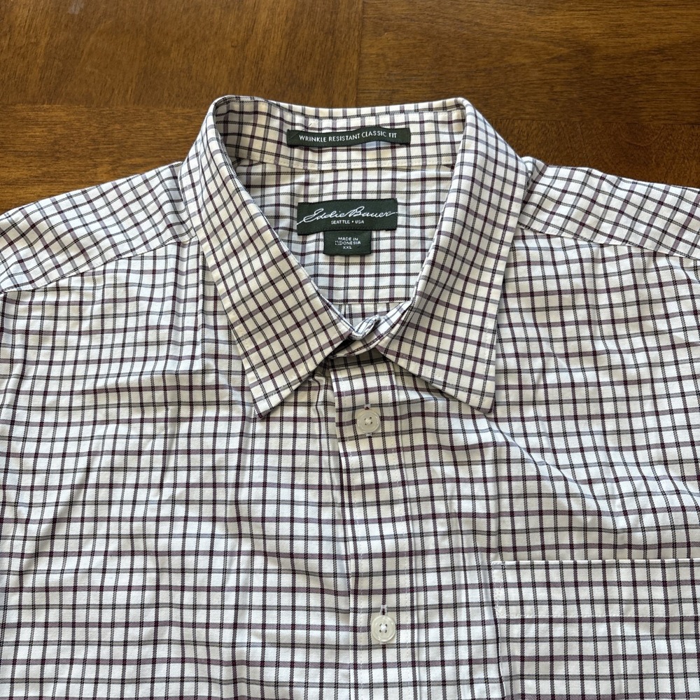 Eddie Bauer Men's Long Sleeve Plaid‎ Wrinkle Resistant XXL